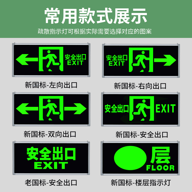 消防应急灯LED安全出口指示灯牌通道楼层疏散照明停电逃生标志灯 - 图1