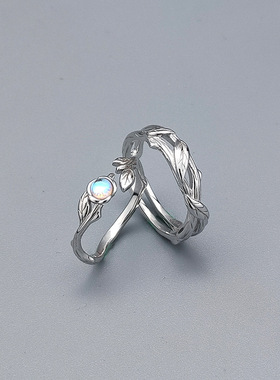 原创设计荆棘玫瑰情侣戒指一对小众925纯银对戒送男女朋友