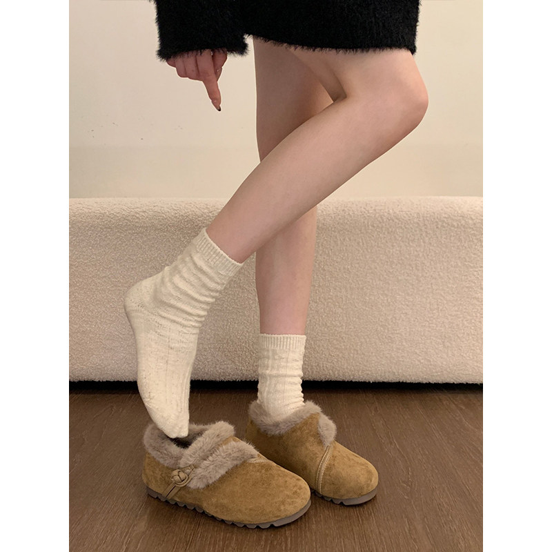 平底加绒保暖全包勃肯鞋毛毛鞋女2025新款冬季雪地靴毛绒豆豆棉鞋,淘宝优惠券,粉丝福利购,淘宝优惠卷