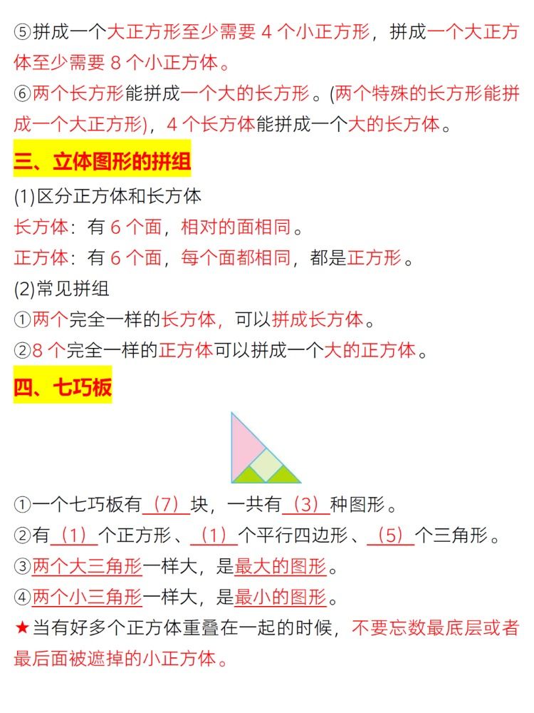 数学一年级下册每单元考点难点汇总课本同步小学必备知识点总复习 - 图1