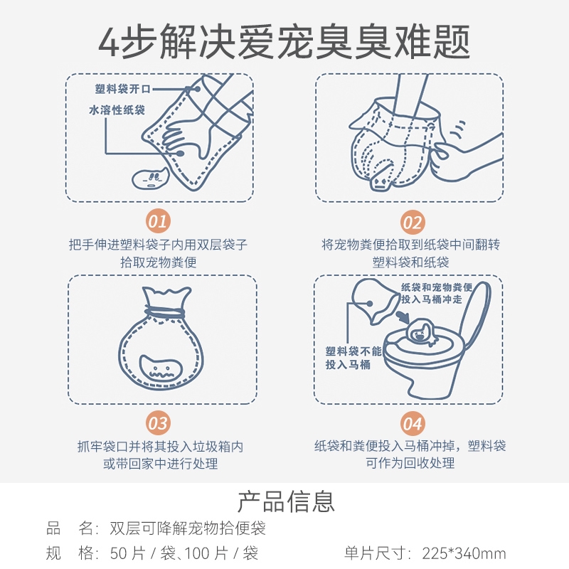 狗狗拾便袋宠物便便垃圾袋捡屎袋拾便器狗粪便清理神器双层外出 - 图2