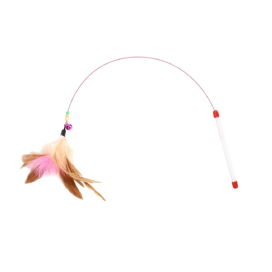 Cat stick bell feather toy wire extra long supplies