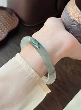 爆款仿天山翠手镯女款细条玉镯冰透飘花款小众细圆条镯子紫罗兰