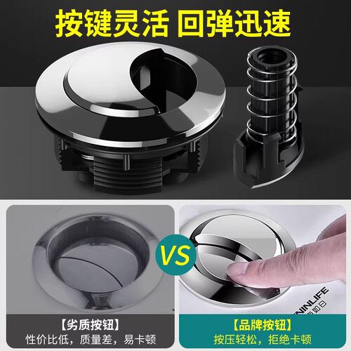 马桶水箱配件冲水按钮抽水坐便器蹲便器盖子按键开关通用配件大全 - 图0
