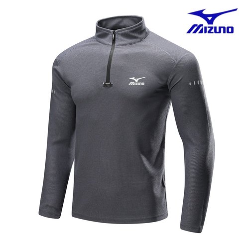 mizuno wave春秋运动长袖卫衣男跑步美津濃健身衣半拉链速干立领 - 图1