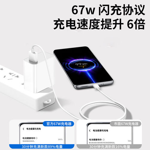 小米充电器67W超级闪充适用17/15/13/12SPro120W快充Note10pro红米K60原11插14头100W套装K50K90手机6a数据线 - 图1