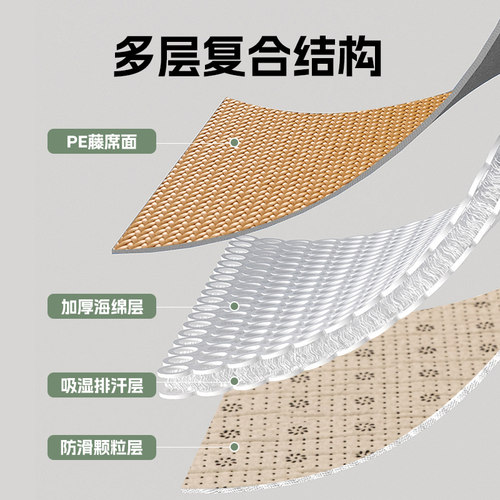 夏天打地铺专用垫儿童拼接可折叠凉席地垫藤席床垫子家用卧室防潮 - 图3