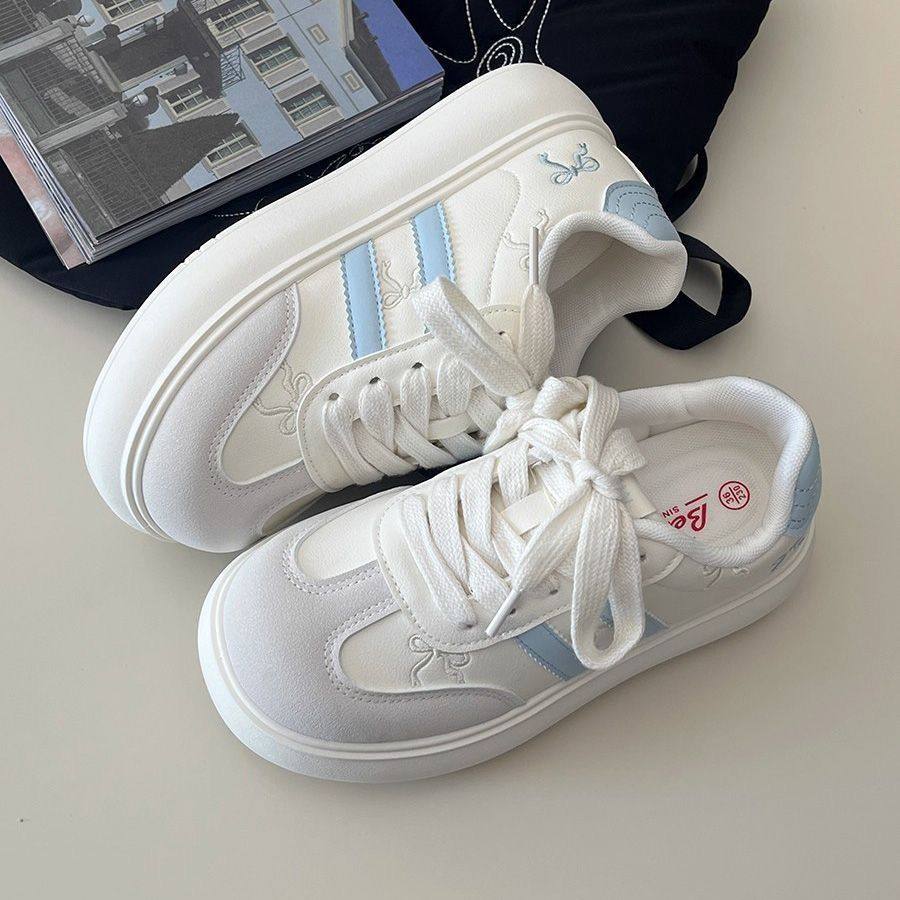 红色苹果鞋子厚底增高2025秋冬新款德训板鞋女运动面包鞋平底圆头,淘宝优惠券,粉丝福利购,淘宝优惠卷