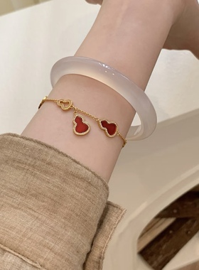 巨好看的红色玛瑙葫芦手链女款2025新款轻奢小众精致高颜值学生党