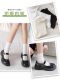 Socks for women, wooden ears piled up socks for girls, autumn and winter, Japanese breathable black and white solid color mid-tube socks, cute new style
