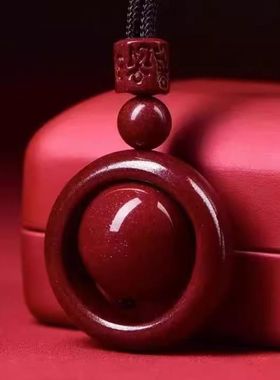 朱砂转运珠六字真言时来运转吊坠