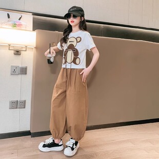 女童夏季时髦休闲套装（上衣+裤子）