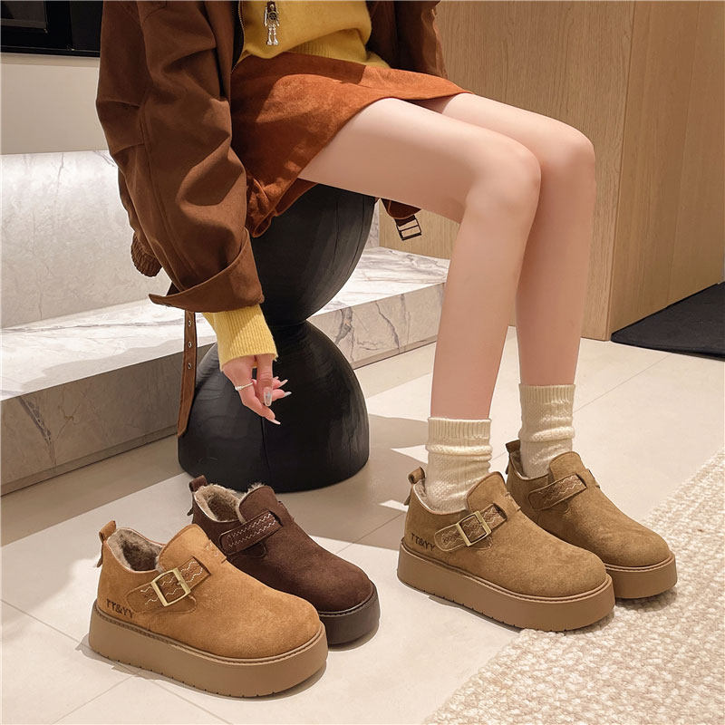 加绒豆豆勃肯鞋女厚底保暖毛毛雪地靴2025新款冬季鞋子东北大棉鞋,淘宝优惠券,粉丝福利购,淘宝优惠卷