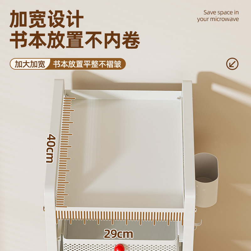碳钢书包置物架可移动小推车书本收纳架桌下多层放书包带滑轮神器 - 图3