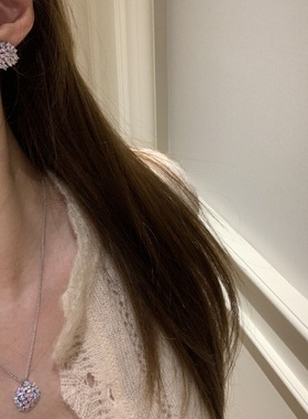 925法式优雅镶嵌彩钻绣球烟花戒指耳钉项链复古时尚气质百搭个性