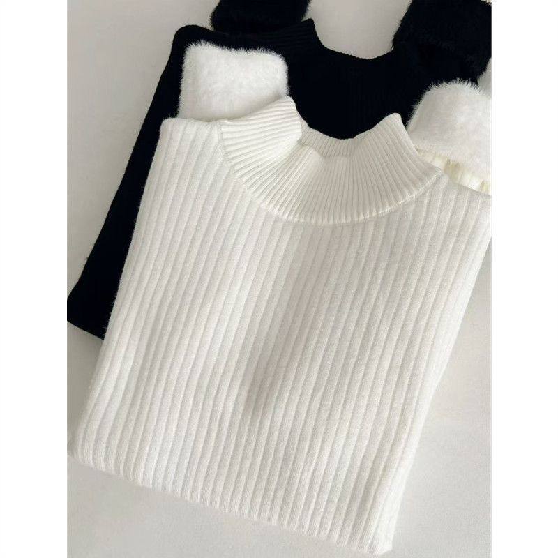 秋冬季大码内搭加厚绒半高领毛衣女新款加绒打底衫针织上衣遮肚,淘宝优惠券,粉丝福利购,淘宝优惠卷