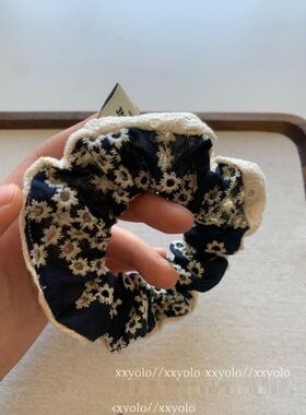 法式白色头饰蕾丝花边镂空大肠发圈女发绳同款气质头绳饰品短发