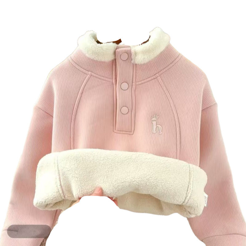 羊驼绒男女童外套加绒新款儿童时髦卫衣冬装中大童蓝色秋冬上衣,淘宝优惠券,粉丝福利购,淘宝优惠卷