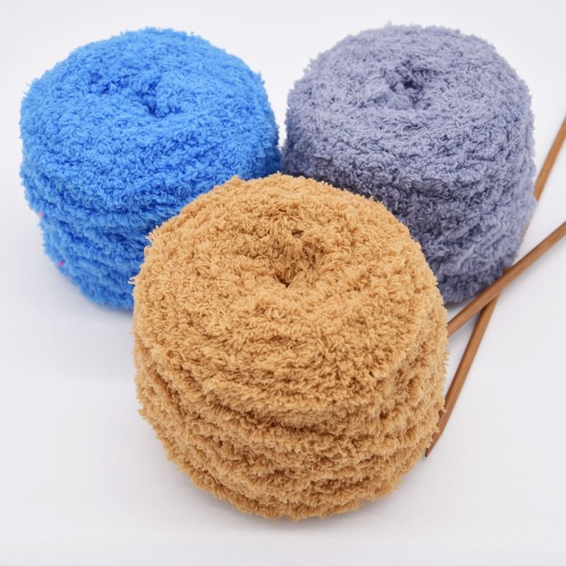珊瑚绒毛线粗毛线毛巾线围巾线婴儿童手工编织diy材料包手织手编 - 图2