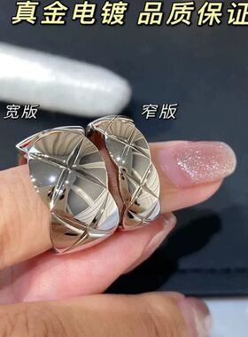 菱格戒指素圈戒指女轻奢高级感巨好看的戒指不掉色指环首饰手饰品
