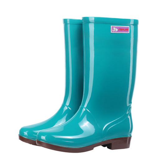 Women's high-top anti-skid water shoes waterproof mid-top rain boots