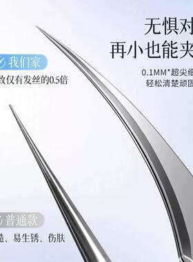 美容院专用不锈钢超尖超细黑头镊子祛痘痘闭口粉刺夹海豚夹细胞夹