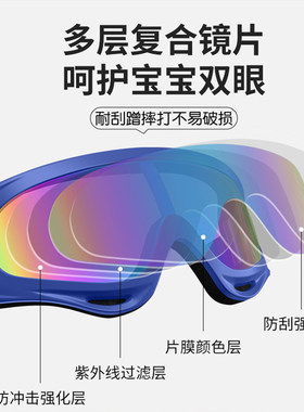 儿童滑雪眼镜雪山防紫外线护目镜防风雪地男童女童滑雪镜近视镜