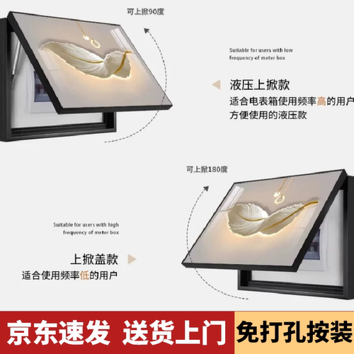 电表箱装饰画免打孔现代简约轻奢配电箱推拉式遮挡画多媒体箱挂画 - 图3