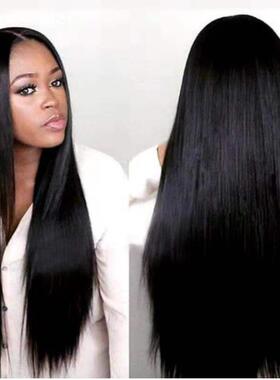 2024外贸欧美假发女非洲黑色中分长直发跨境电商货源高温丝机制