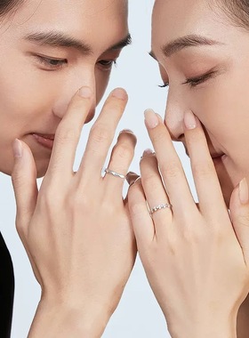 俊利银饰为爱加冕开口情侣对戒925银小众设计戒指送礼物跨境外贸