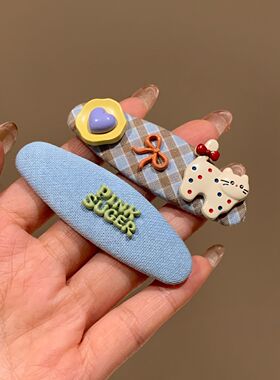 蓝色小猫蝴蝶结发夹女