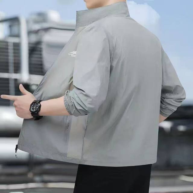 ຜູ້ຊາຍ Summer Ice Silk Sun Protection Clothing Lightweight Breathable Anti-UV Fishing Outdoor Skin Clothing White