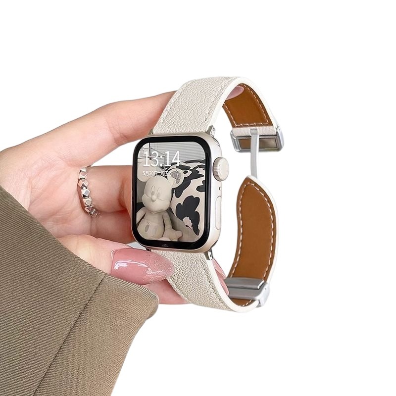 适用iwatchs8表带真皮s7磁吸扣s9苹果s6手表s5s4s3女生手表带小众applewatchs8高级感女款秋冬iphonewatchse2-图3