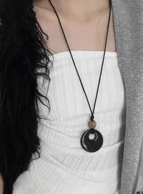 复古做旧蝴蝶结金属项链民族风波西米亚简约百搭长款圆环吊坠2025