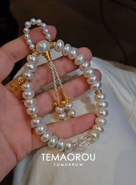 手作《白月光》清冷感古典仿巴洛克珍珠流苏步摇手链女新中式串珠