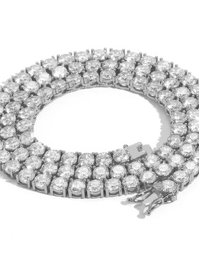 欧美项链男嘻哈网球链3mm 4mm 5mm单排锆石项链tennis chain跨境