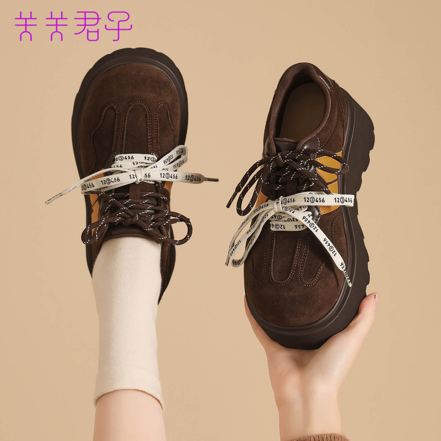 圆头勃肯鞋女2026春季新款真皮复古小个子增高厚底单鞋休闲松糕鞋,淘宝优惠券,粉丝福利购,淘宝优惠卷