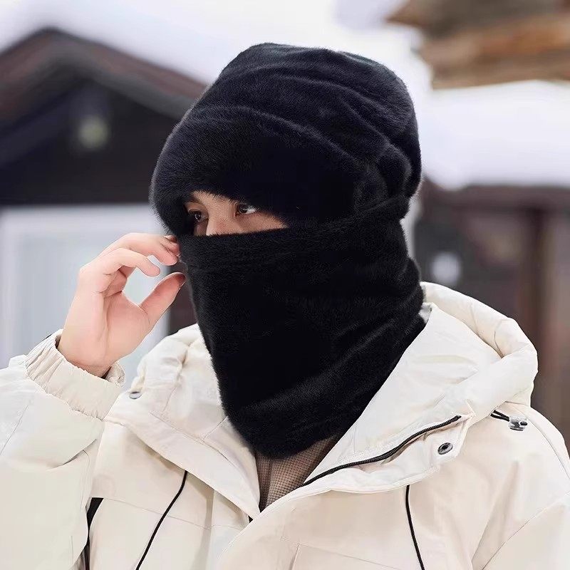 帽子男士2025新款秋冬季加绒加厚保暖围脖护耳骑行套头帽套装防风,淘宝优惠券,粉丝福利购,淘宝优惠卷
