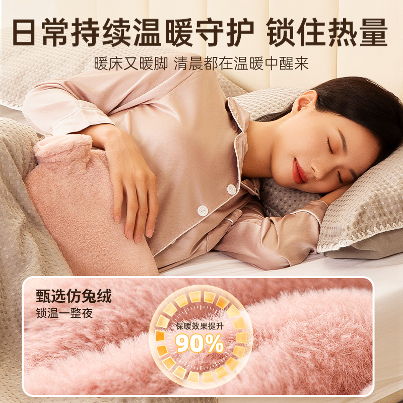 热水袋暖水袋注水式毛绒暖手宝暖脚被窝专用灌水硅胶暖手袋暖宝宝 - 图3