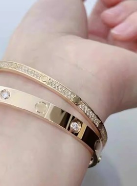 手镯满天星轻奢女18K玫瑰金高版本高级感不掉色手环螺丝love镀金