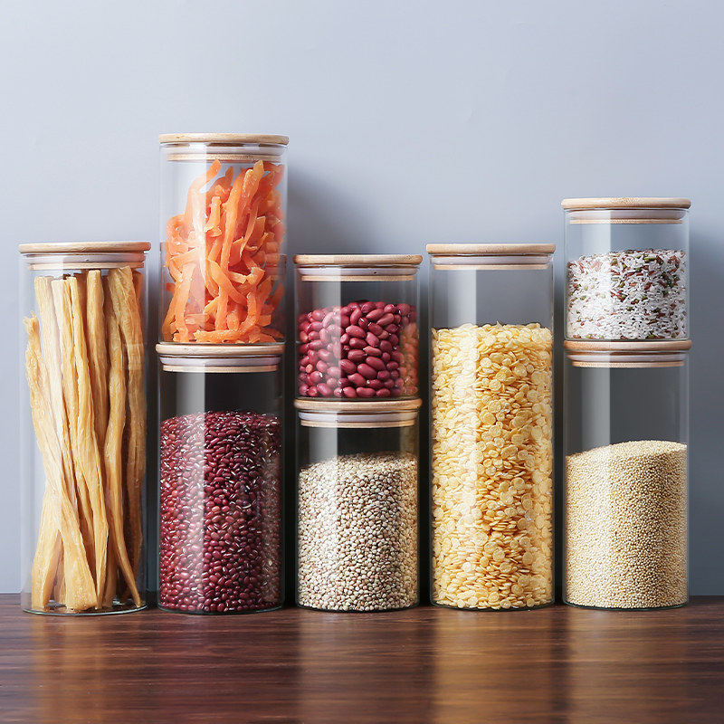 竹盖玻璃密封罐透明储物罐茶叶罐家用五谷杂粮泡菜防潮收纳空瓶子,淘宝优惠券,粉丝福利购,淘宝优惠卷