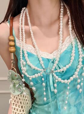 巨出片!绿色蝴蝶兰串珠腰链女气质时尚海边度假风裙子配饰身体链