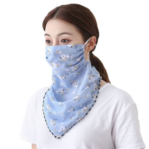 新款夏季防晒丝巾围脖大口罩女护颈面罩全遮脸面纱秋冬三角防风 - 图3