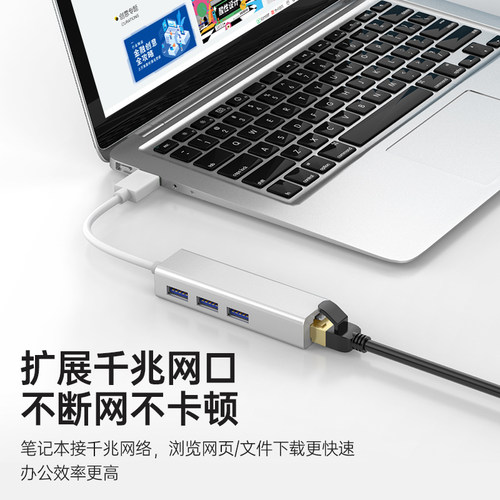USB转网线接口网口转换器rj45千兆有线网卡typec转电脑网线转接器宽带拓展坞适用于type-c接口笔记本 - 图1