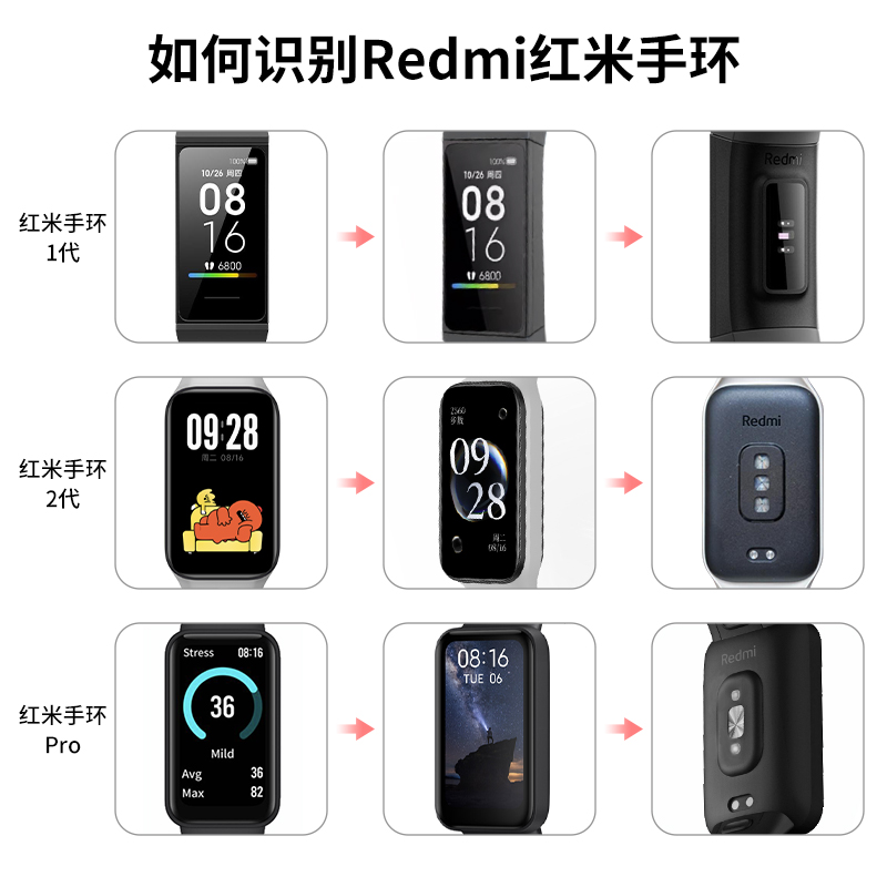 沸笛适用于红米手环2表带液态硅胶redmi运动简约替换腕带高级redmi手环1代手链官方同款一二代智能手环男女