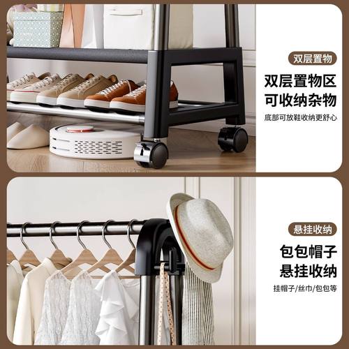 衣架晾衣架落地卧室内简易挂衣架阳台移动房间客厅轻奢置物衣帽架 - 图3