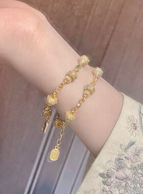 珐琅彩花丝葫芦手链女新中式国潮风小众设计精致感手饰品送女友