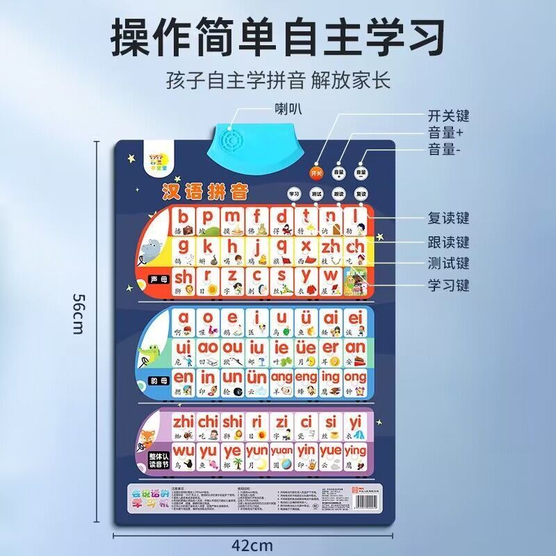 汉语拼音字母表墙贴一年级数字拼读训练学习神器幼小衔接有声挂图 - 图1