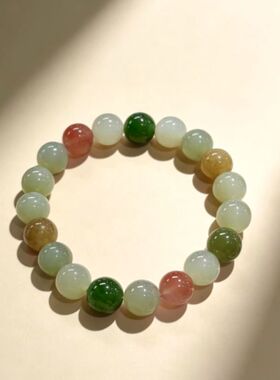 中玉智谷天然和田玉多宝手串正品圆珠新中式手链招财纳福玉石