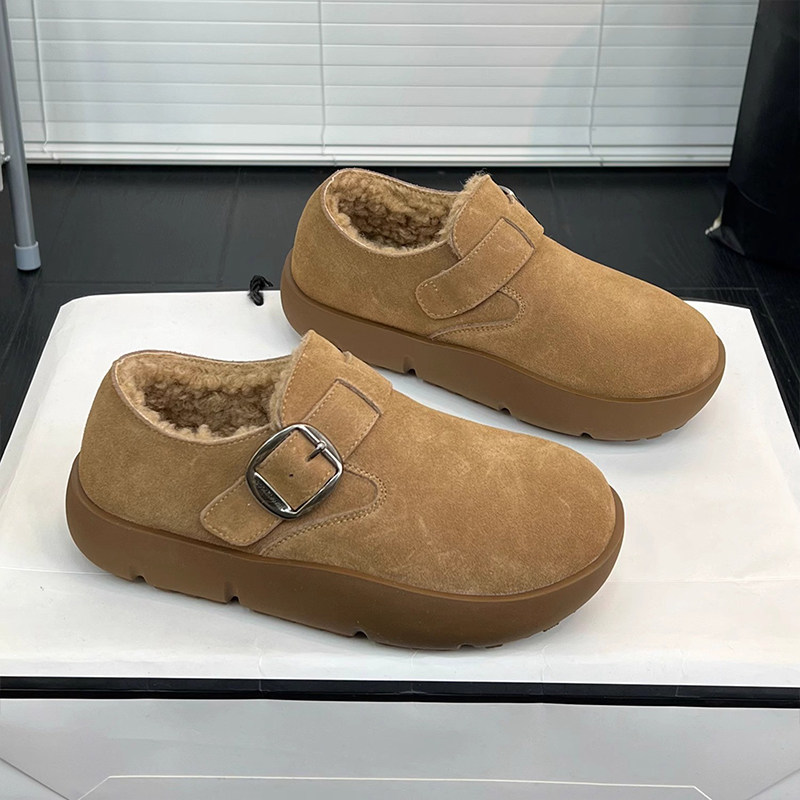 厚底毛毛勃肯鞋女2025冬季新款复古真皮加绒保暖棉鞋软底百搭单鞋,淘宝优惠券,粉丝福利购,淘宝优惠卷